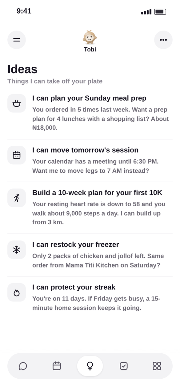 The Ideas tab